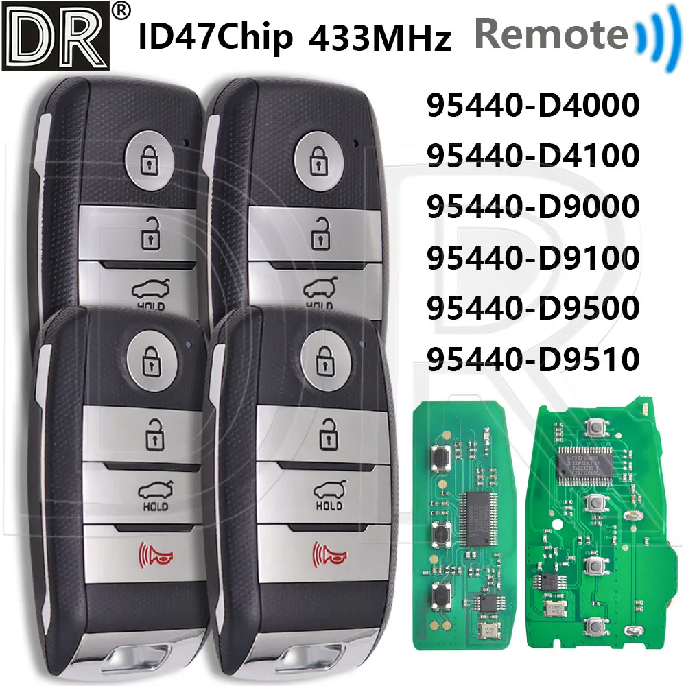 Great ID47 Chip 433MHz 95440-D4000/D4100/D9000/D9100/D9500/D9510 Car Remote Control Key For Kia Optima Sportage 2016-2020