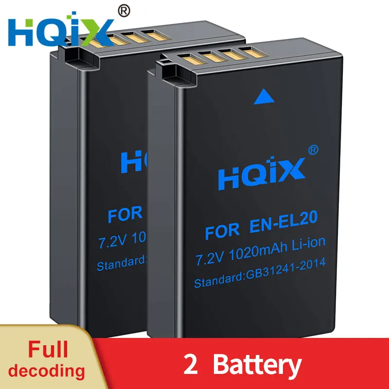 Hisewen EN-EL20 2 Batterie 1220mAh E Doppio Caricatore USB Per Nikon P1000 P950