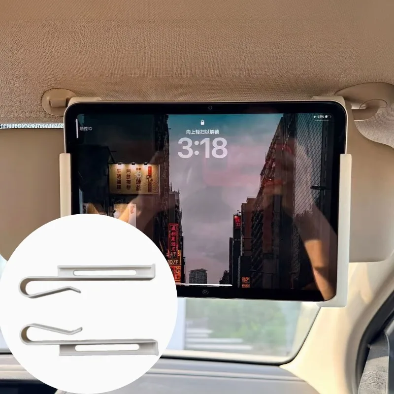Car Sun Visor Tablet Mount Holder Portable Clip‑on Bracket Stable Support For IPad Foldable Tablet Auto Passenger  Car Accessory