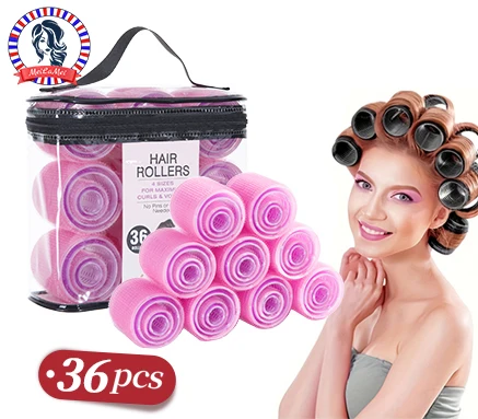 

Набор красочных самоклеящихся бигуди, 36 шт., без нагрева, легкая укладка своими руками с зажимами, подходит для всех пластиковых парикмахерских инструментов для волос