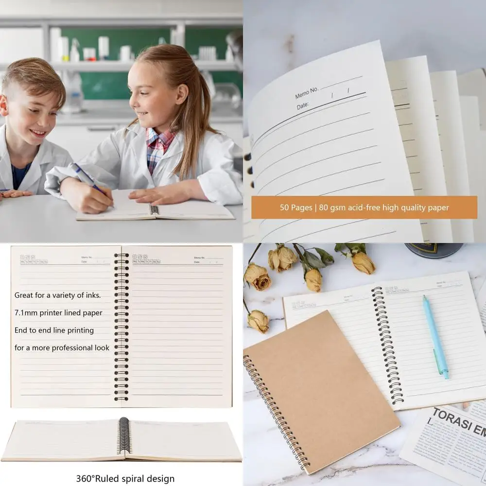 

Bulk A5 Kraft College Ruled Spiral Notebooks, 100 Pages, 8.3x5.5 Inches for School & Office