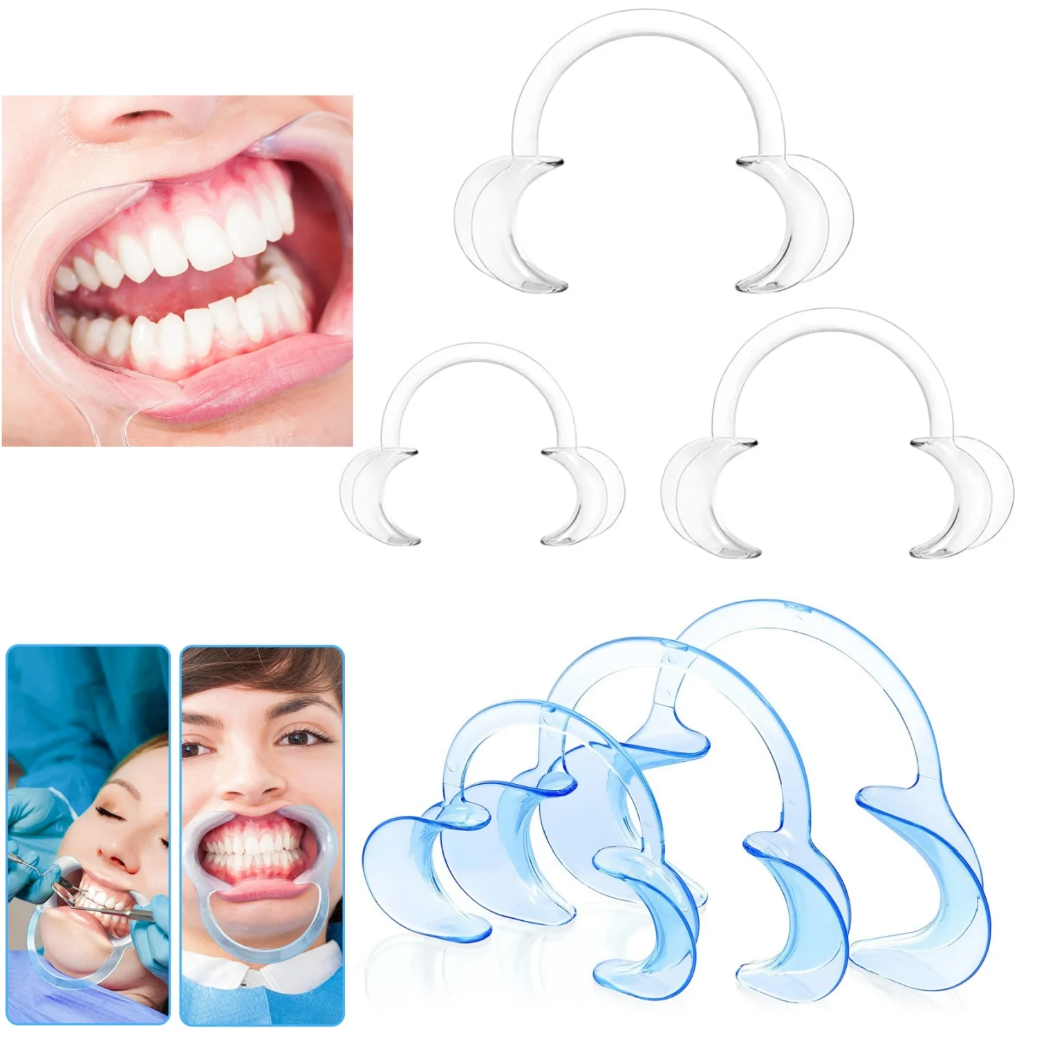 

Dental Cheek Retractor C Shape Mouth Opener Plastic Intraoral Lip Cheek Retractors Mouth Gag Clinic Orthodontic Tool Size S/M/L