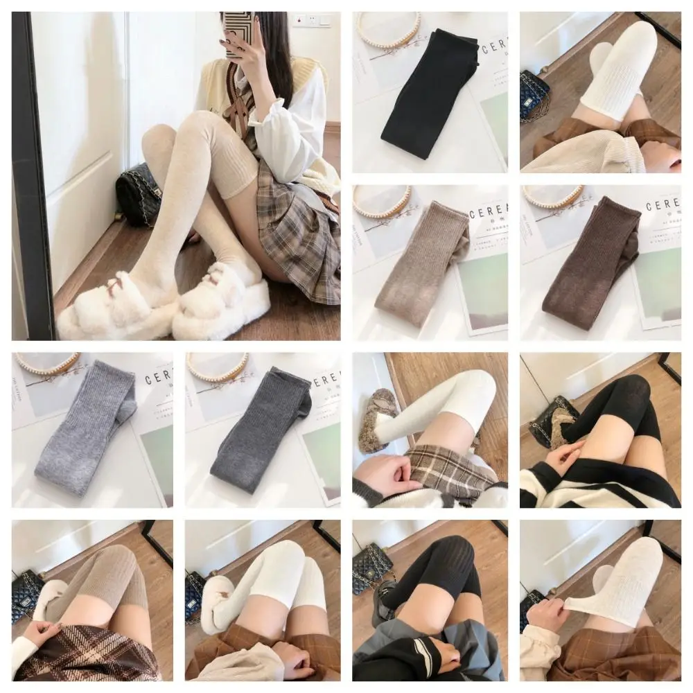 

Cotton Harajuku Stockings Fashion Thick Mid-calf College Style Stockings Solid Color Soft Casual Stockings Office