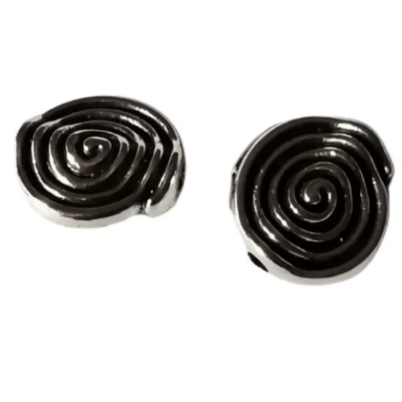 

100pcs Antiqued Silver Copper Spiral Round Spacers Beads A479C