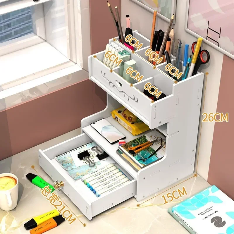 10 Slots Multifunctional Cute Desktop Pen Holder Stationery Drawer Storage Organizer
