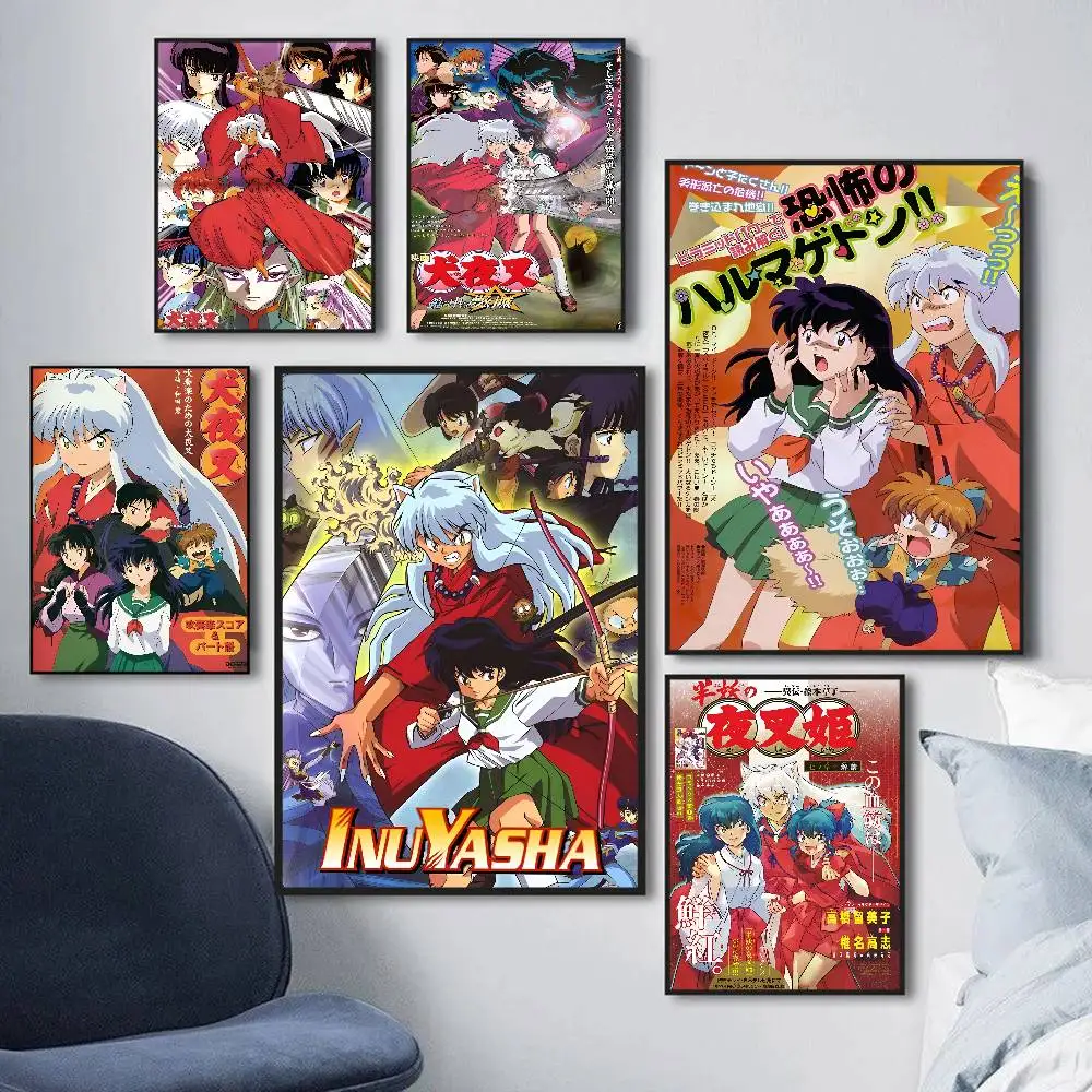 Anime I-Inuyasha Vintage Classic Anime Poster Waterproof Paper Sticker Coffee House Bar Room Wall Decor