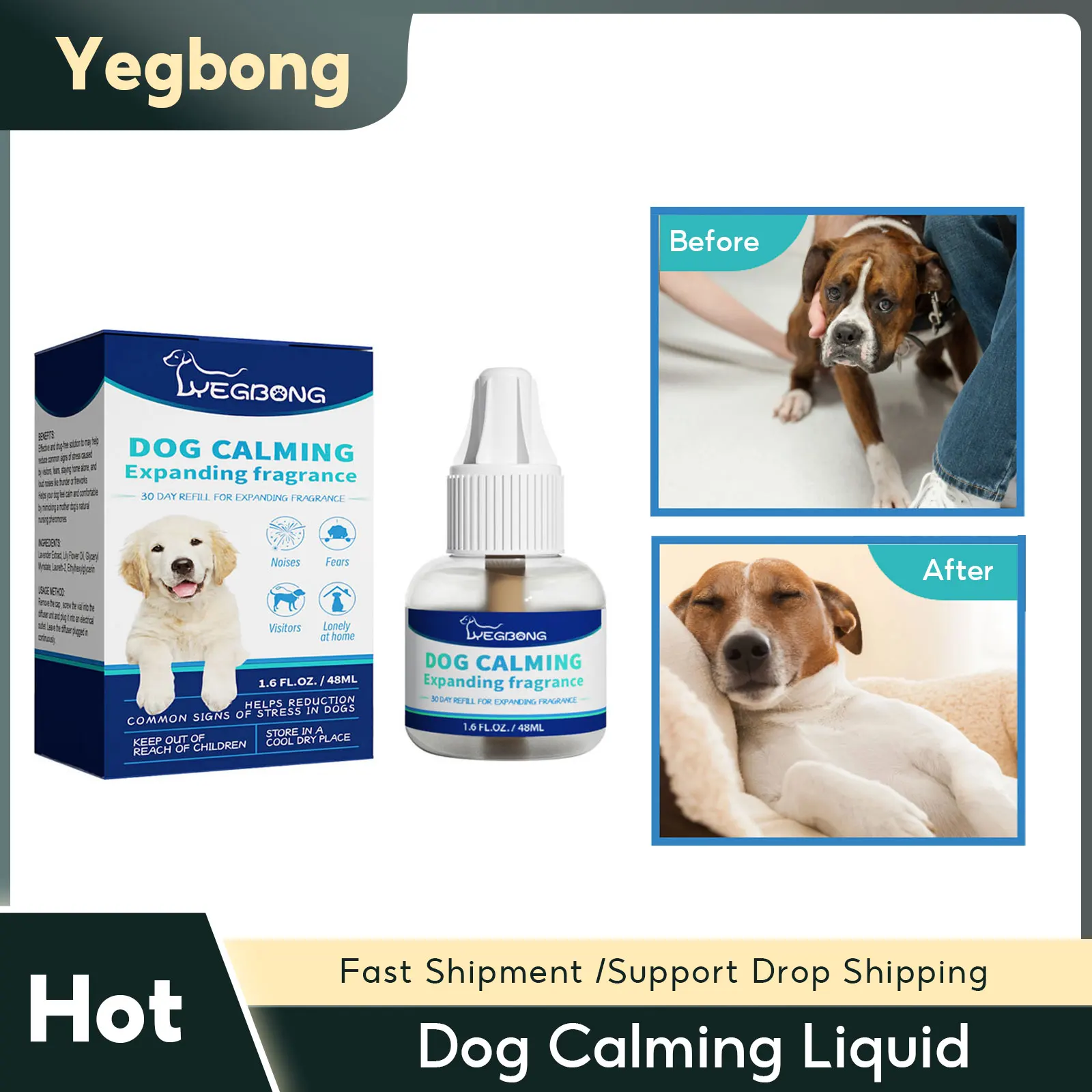 

Dog Calming Liquid Reduce Dog Noise Pet Calming Manage Emotions Anti Scratching Puppy Cat Howling Fighting Prevention Pet Supply