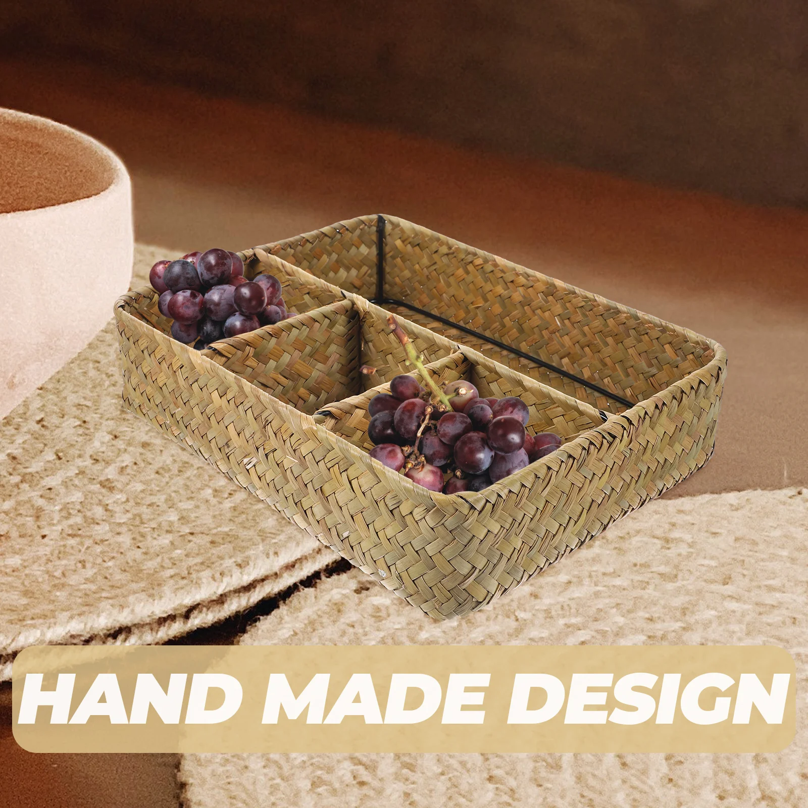 

Multipurpose Woven Basket Desktop ganizer Crate Sundry Picnic Bread Fruit Party Woven Basket Snack Serving Household