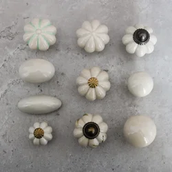Antique white American ceramic simple single hole handle light gray chest of drawers door Chinese style handle