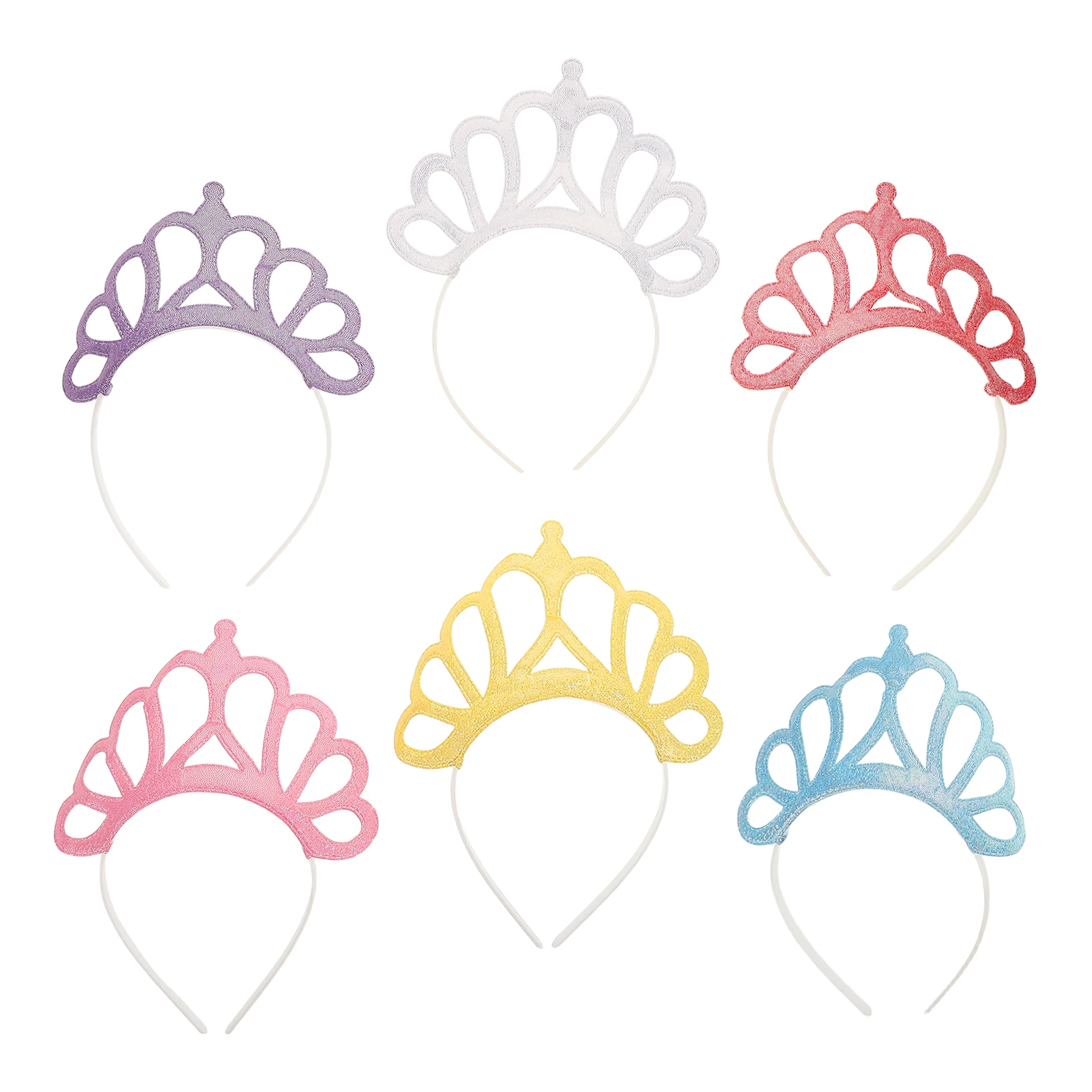 

6pcs Princess Crowns Vintage Headband Hair Bows Clips for Girls Birthday Party Tiaras Accessories Kids Holiday Gift