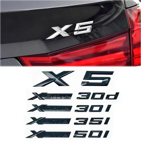 Distintivi con lettere nere adesive ABS 3D per emblema del bagagliaio adatti per BMW X5 E70 E53 F15 G05 modelli XDrive28i 30i d 35i 40i 48i 50i