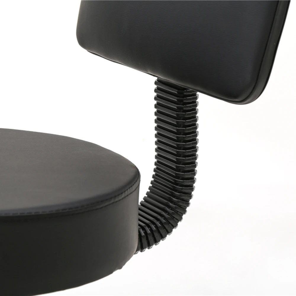 Round Shape Plastic Adjustable Salon Stool with Back Black