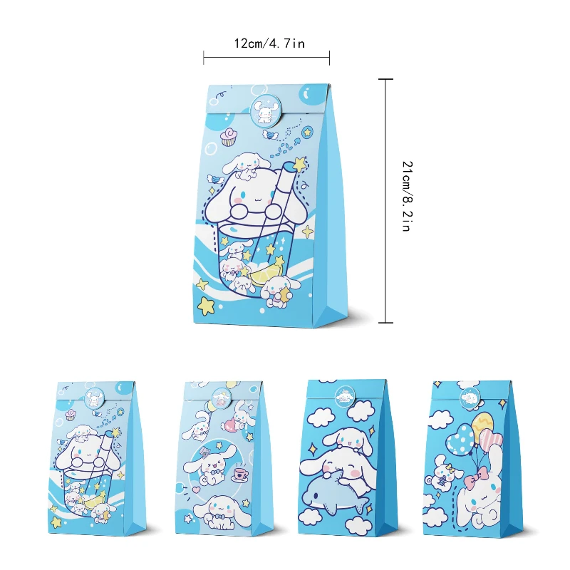 سانريو أنيمي الأجهزة الطرفية القرفة لفة تحت عنوان كيس الحلوى شنطة هدايا ورق الكرافت لطيف الكرتون حفلة عيد ميلاد تخزين بالجملة 12 قطعة