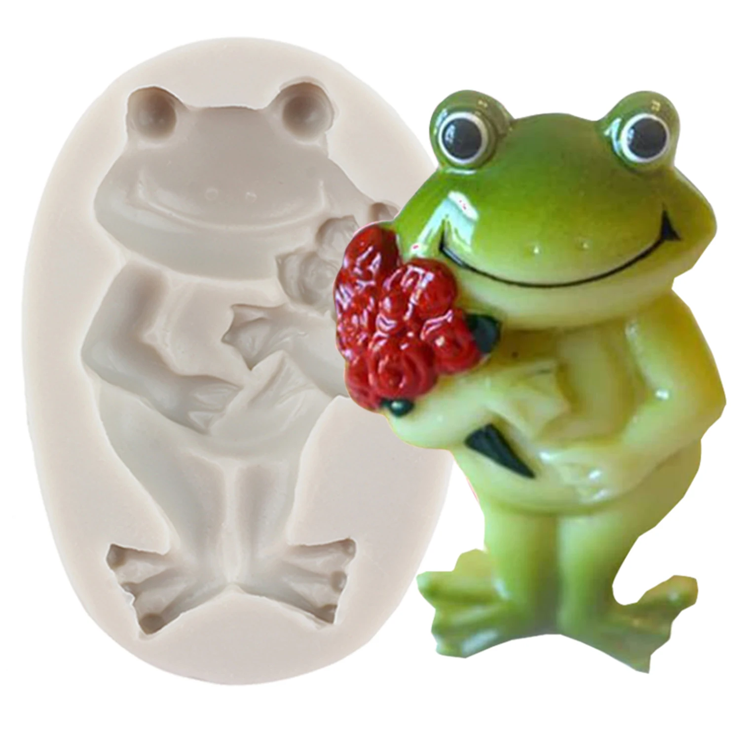 3D Cartoon Frog Silicone Mold Baby Birthday Cupcake Topper Fondant Cake Decorating Tools Clay Candy Resin Mould Chocolate Moulds