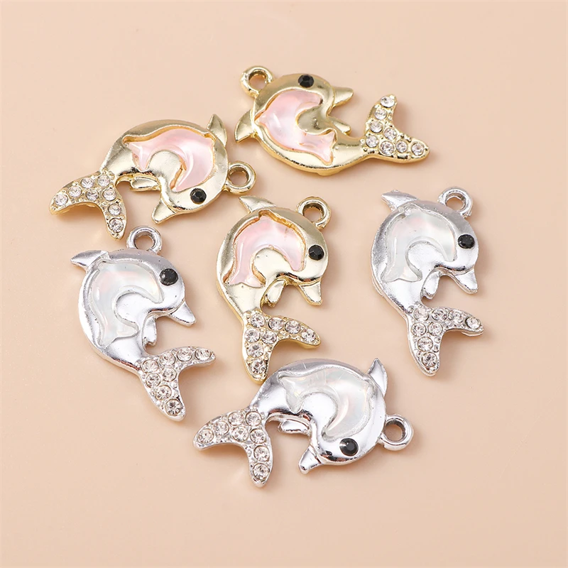 20 Stück 13 x 25 mm Cartoon-Kristall-Tier-Delfin-Anhänger für die Schmuckherstellung, Ohrringe, Halsketten, DIY-Bastelzubehör – Detail 8