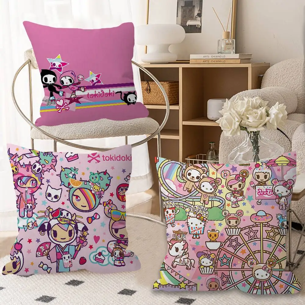 Cartoon T-Tokidoki Pillow Covers Cartoon Sofa Decorative Home Double-sided Printing Short Plush Cute Cushion Cover