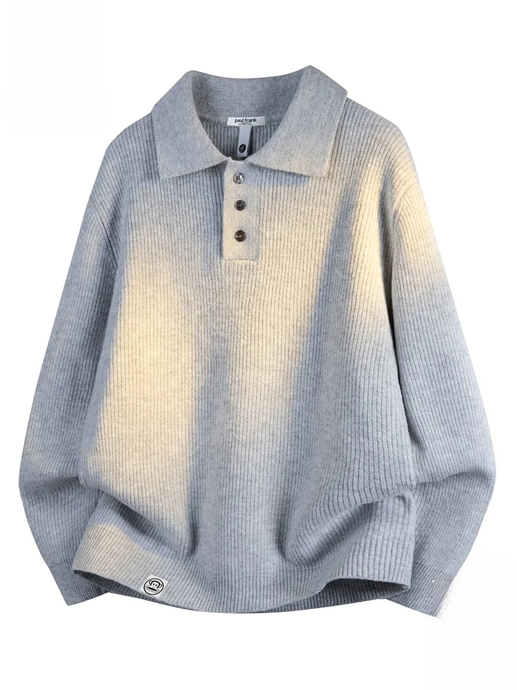 

Мужской повседневный вязаный свитер Paul Frank свободного кроя с воротником, теплый, осенний, из смесового полиэстера, удобный, с длинными рукавами