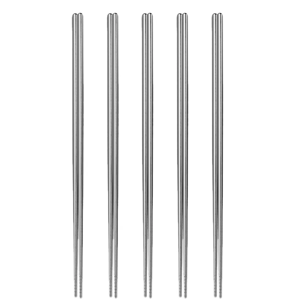 

5Pair Extended Stainless Steel Cooking Chopsticks Reusable Metal Frying Hot Pot Noodles Anti Slip Kitchen Chopsticks