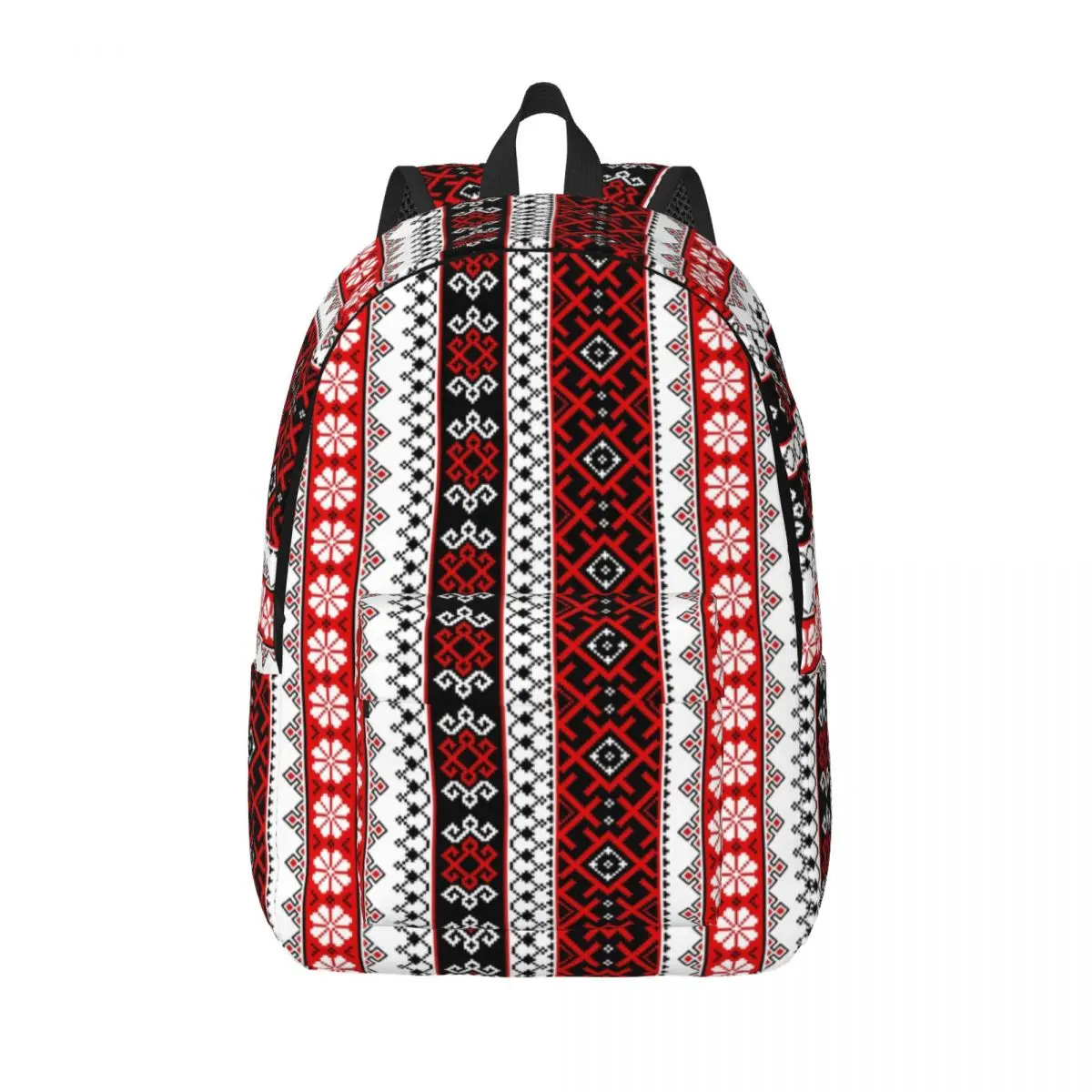 Bold Colorful Ukraine Style Vyshyvanka Canvas Backpack Bohemian Geometric College School Travel Bags Bookbag Fits 15 Inch Laptop