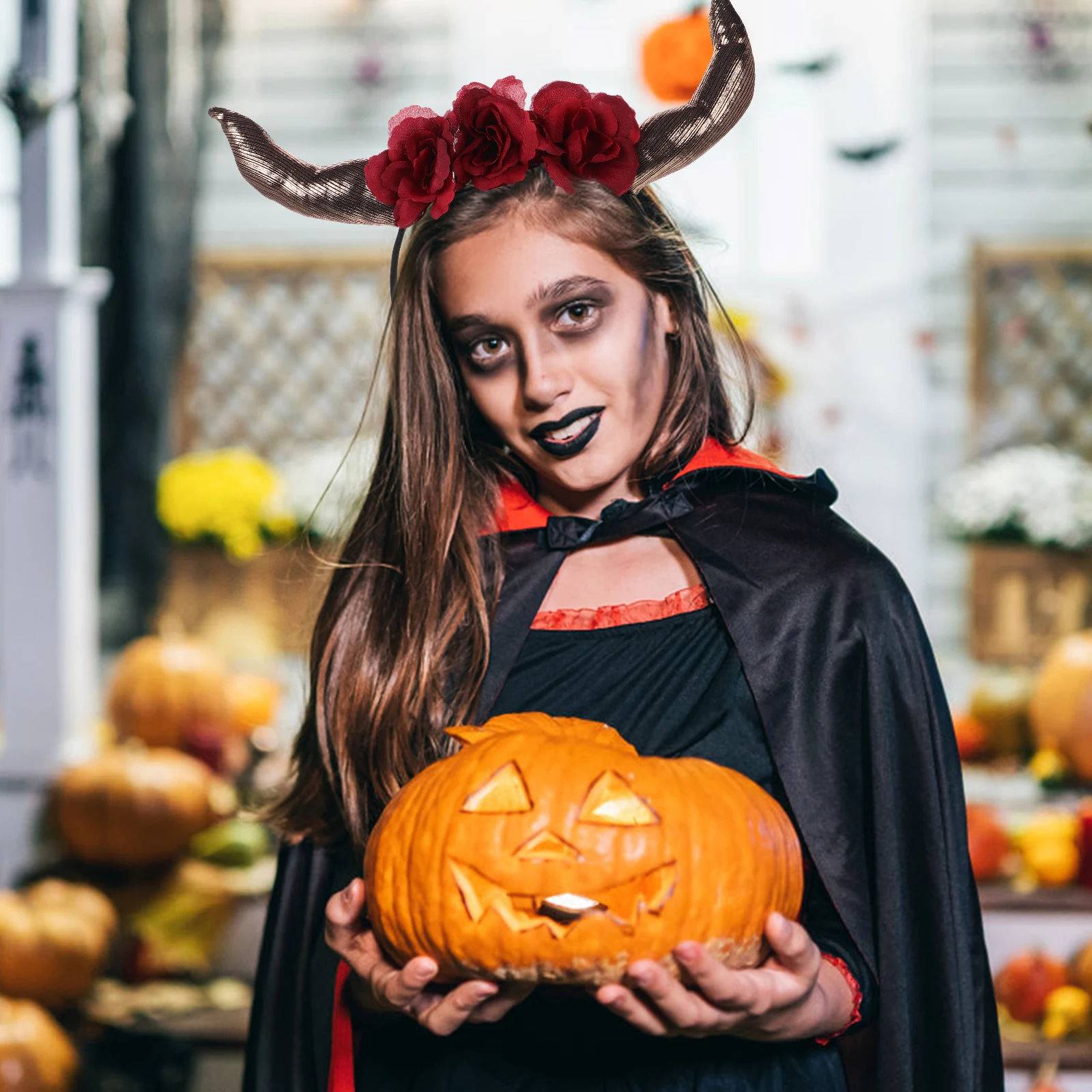 

Gothic Demon Cosplay Headdress Halloween Costume Accessories Lightweight Comfortable Durable Cloth Material Fits All Hairstyles