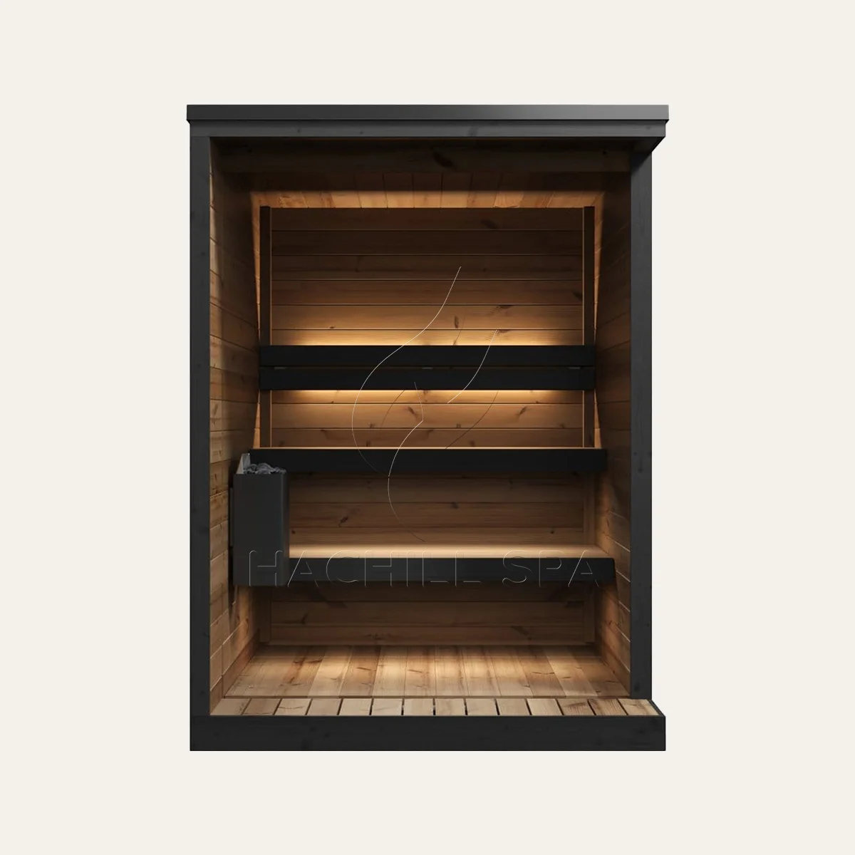 Outdoor SaunaGym 4 Person Outdoor Dry Steam Sauna Kit Pro-Quality Interlocking Construction Wood Cabin Structure 9KW For Backyar view 3