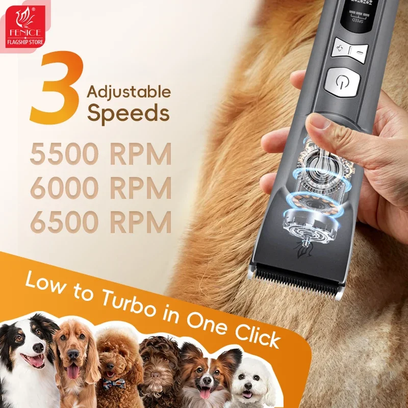 Fenice H100 Cordless Rechargeable Low Noise Pet Hair Clipper Machine Dogs And Cats Grooming Haircut Trimmer Shavers for Animals - view 3