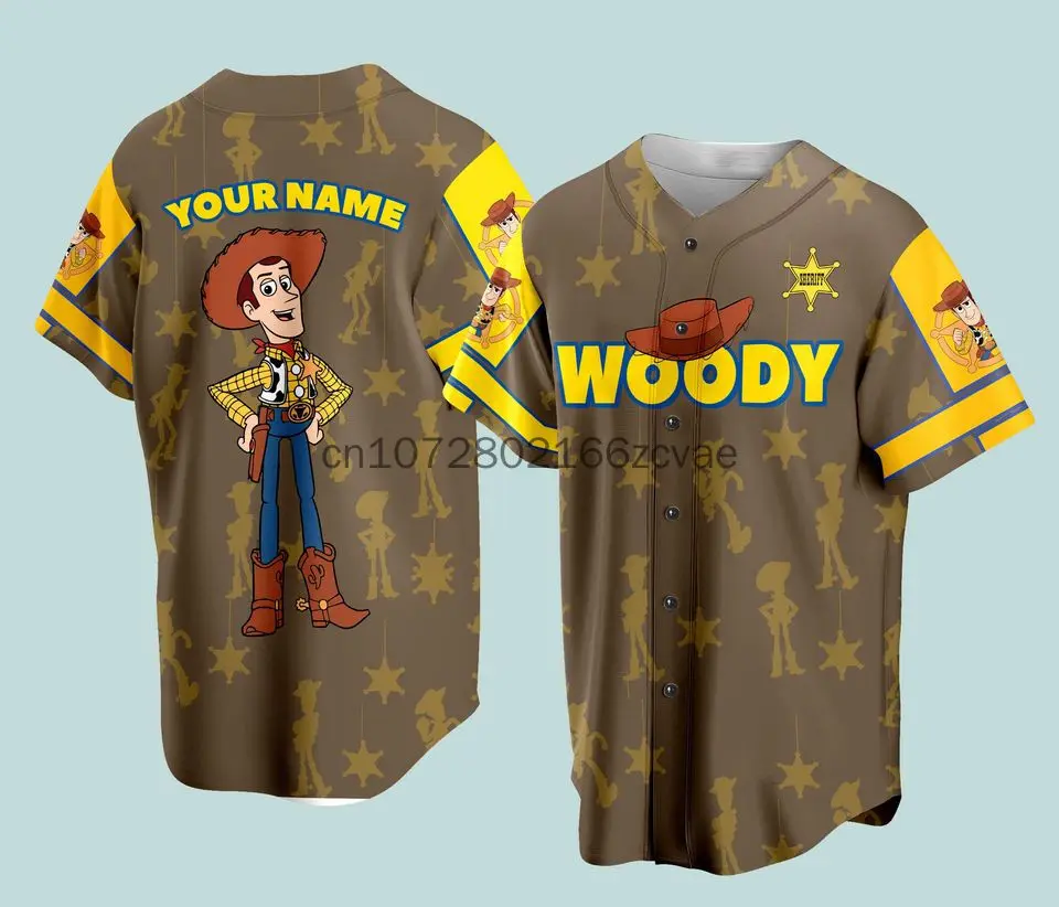 Free Custom Toy Story Woody Baseball Jersey Streetwear FashionSummer Men's And Women's  Short Sleeve Baseball shirt