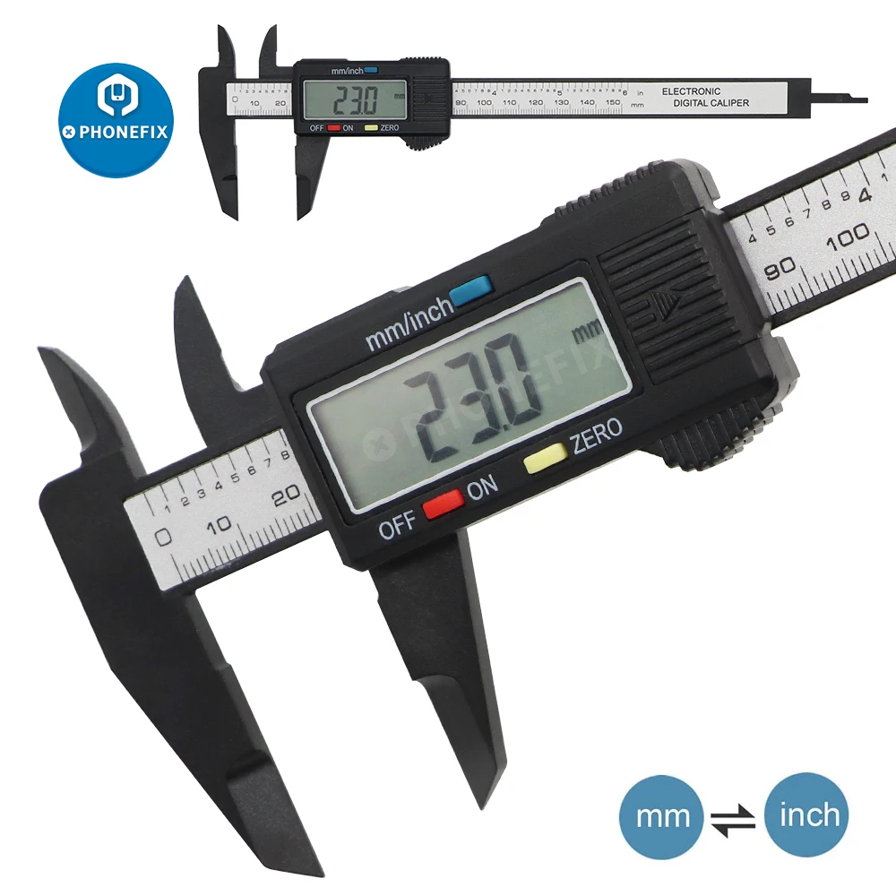 150mm Vernier Calipers Electronic Digital Caliper Carbon Fiber Ruler Plastic Gauge Micrometer Measuring Tools Instrument