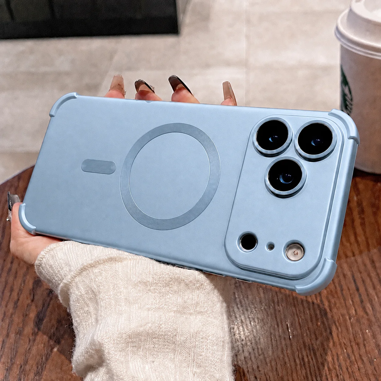 Luxury Four-corner Soft TPU Magnetic wireless charging Phone Case for IPhone 18 17 16 15 14 13 Pro Max Metallic Protection Cover view 6