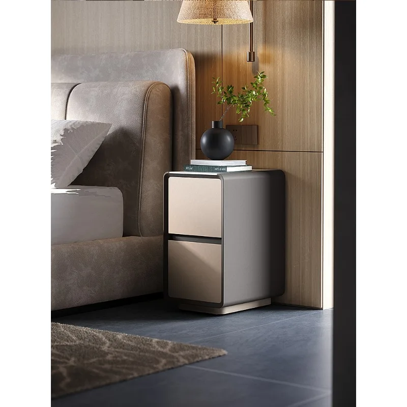 Extremely narrow bedside table feeling light luxury bedroom bedside narrow crevice cabinet simple rock slab