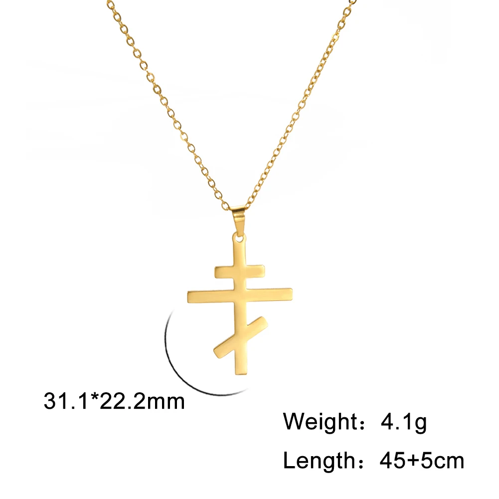 Orthodox Cross Pendant Necklace Vintage Amulet Stainless Steel Chain Anniversary Religion Jewelry Gifts for Women 2023 New In