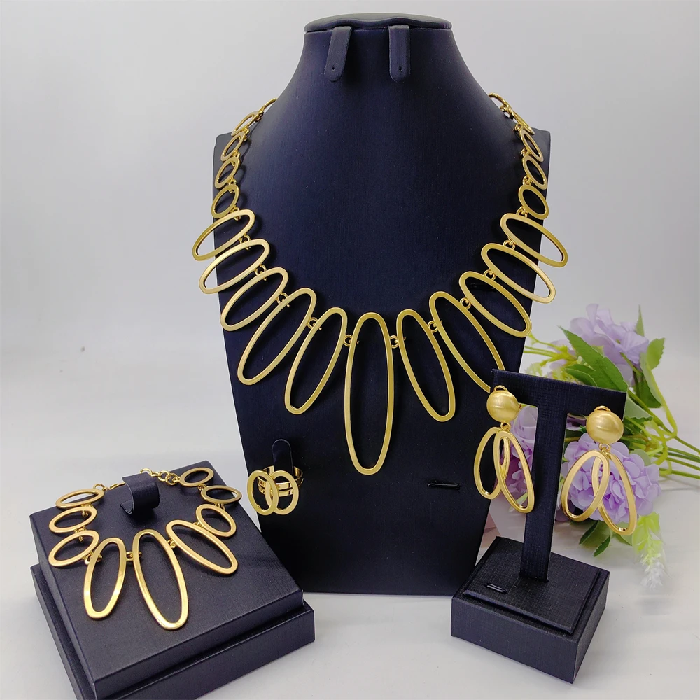 STAR Dubai Luxury 18k Gold Plated Earrings Necklace Ring Bangle Jewelry Set For Women Bridal Set Wedding Party Gifts