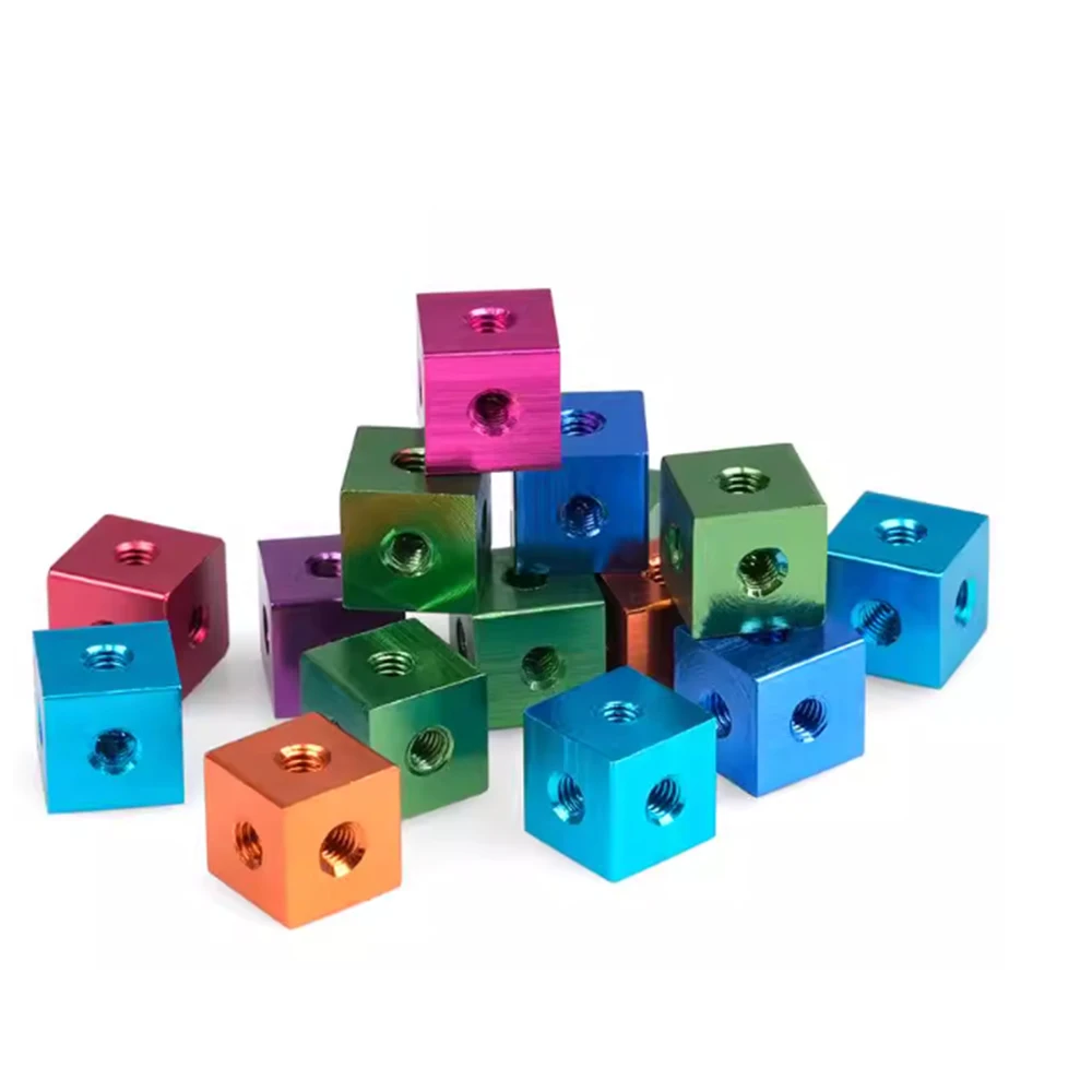 Aluminum Alloy Screw Holes Nut M3 M4 M5 M6 M8 M10 6-Sided Block Locking Connection Square Nuts Bracket Fixing Thread Plate Block