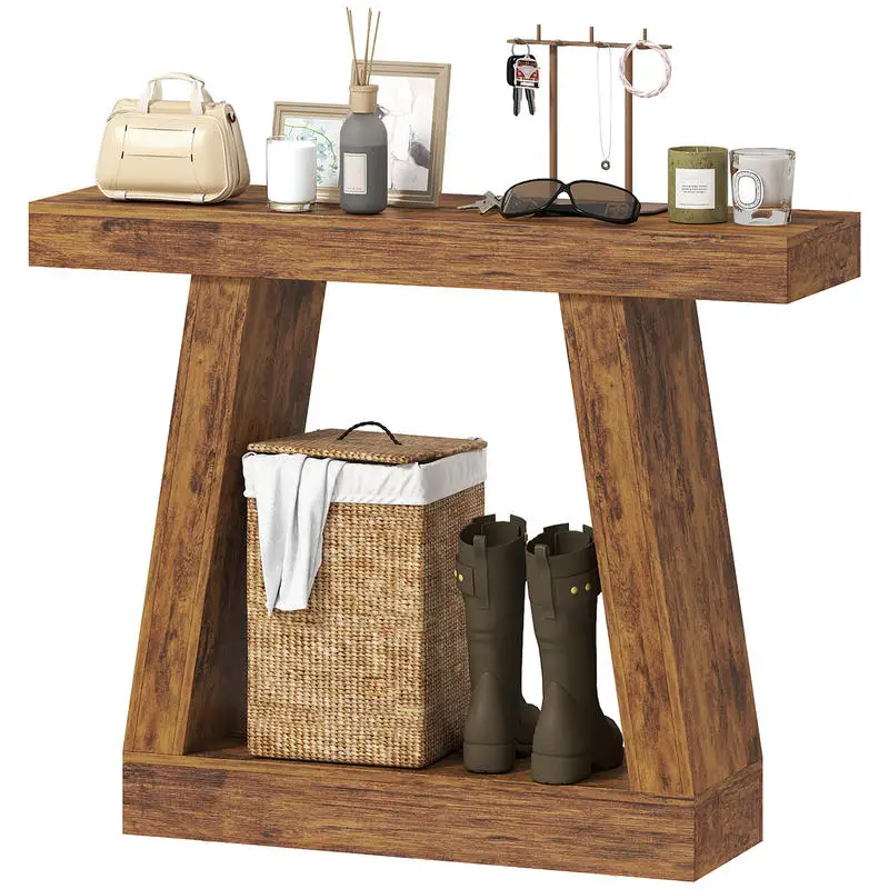 

42" Farmhouse Console Table, 2-Tier Entryway Table with Storage for Hallway, Living Room, Behind Couch, Dark Brown