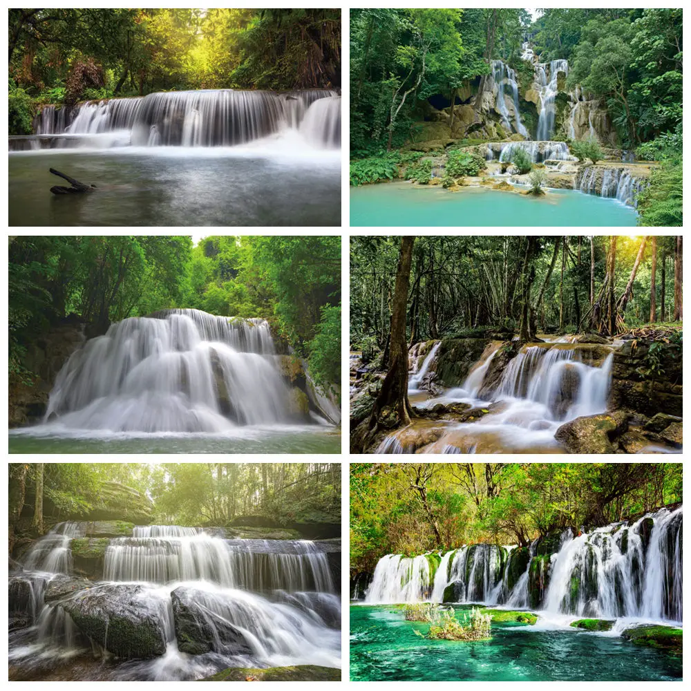 

Spring Landscape Photography Backdrop Waterfall Mountain Water River Lake Forest Nature Scenery Background Decor Photo Studio