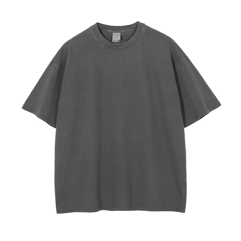 Heavyweight 250gsm Washed Oversized 100% Cotton Tee for Men Summer Vintage Bleached Streetwear American Vintage Hip Hop T-shirts