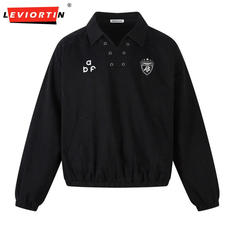 Autumn men's fashion trend brand design sense, solid color loose casual hoodie, American high street lapel pullover jacket