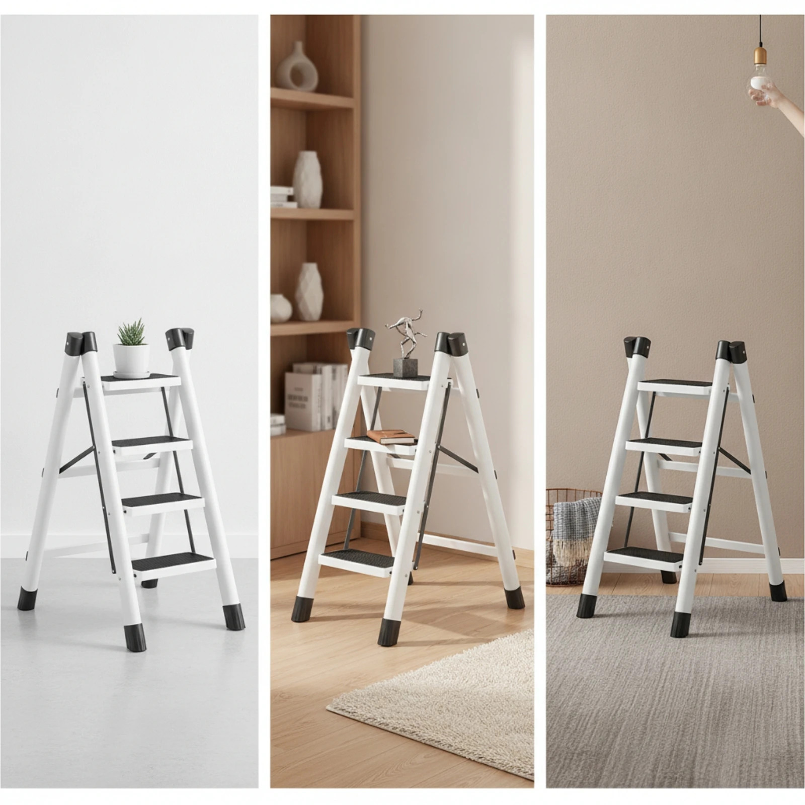 Foldable Ladder Multifunctional A-Shaped Ladder Plant Stand Sturdy Step Stool Stable for Home, Living Room
