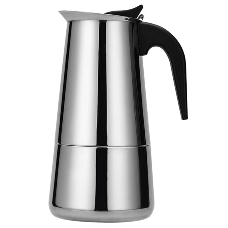 Stainless Steel Kettle Coffee Brewer Kettle Pot Portable Espresso Coffee Maker Moka Pot Pro 450Ml