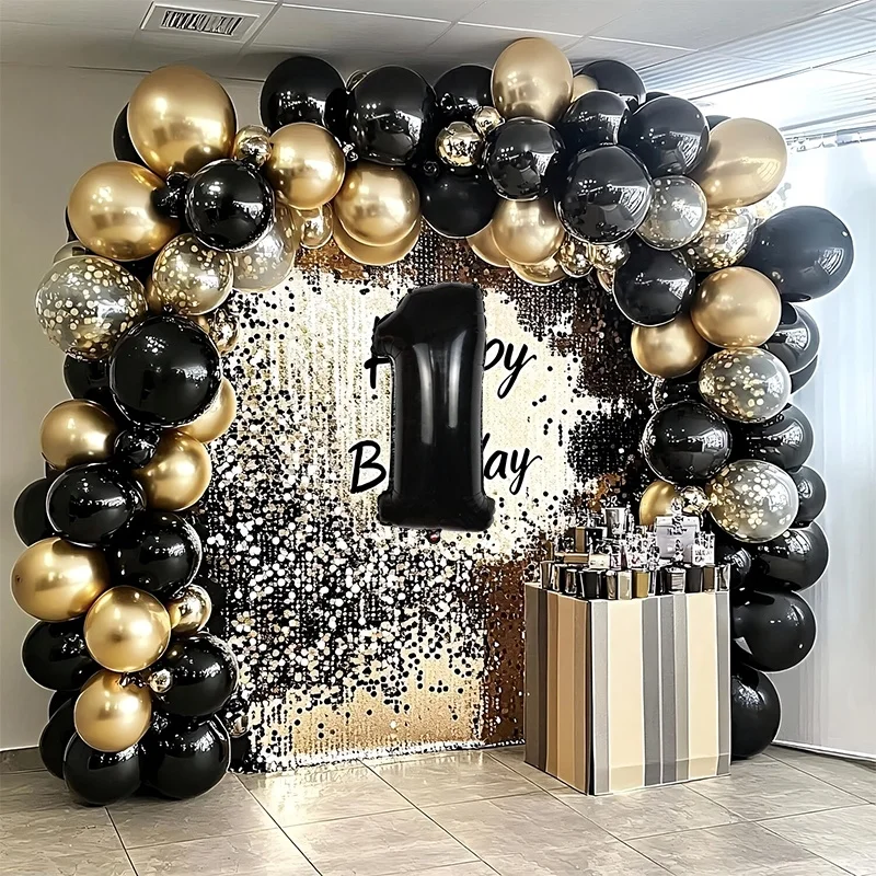 

Amazon Black latex Balloons Golden Small Sequins Carnival Decoration Props Golden metal latex Birthday Party Numbers Replaceable