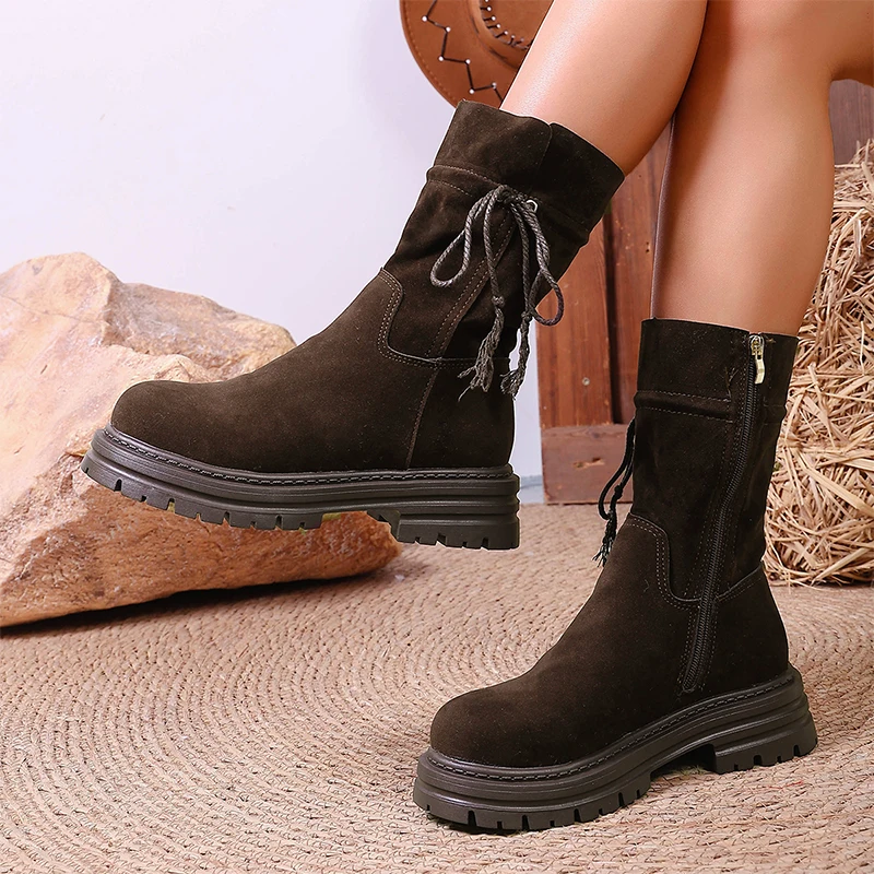 مصمم منصة الأحذية النسائية أحذية مسطحة امرأة 2025 الشتاء البريدي تشيلسي الأحذية Casaul أحذية رياضية المشي الثلوج بوتاس دي Mujer