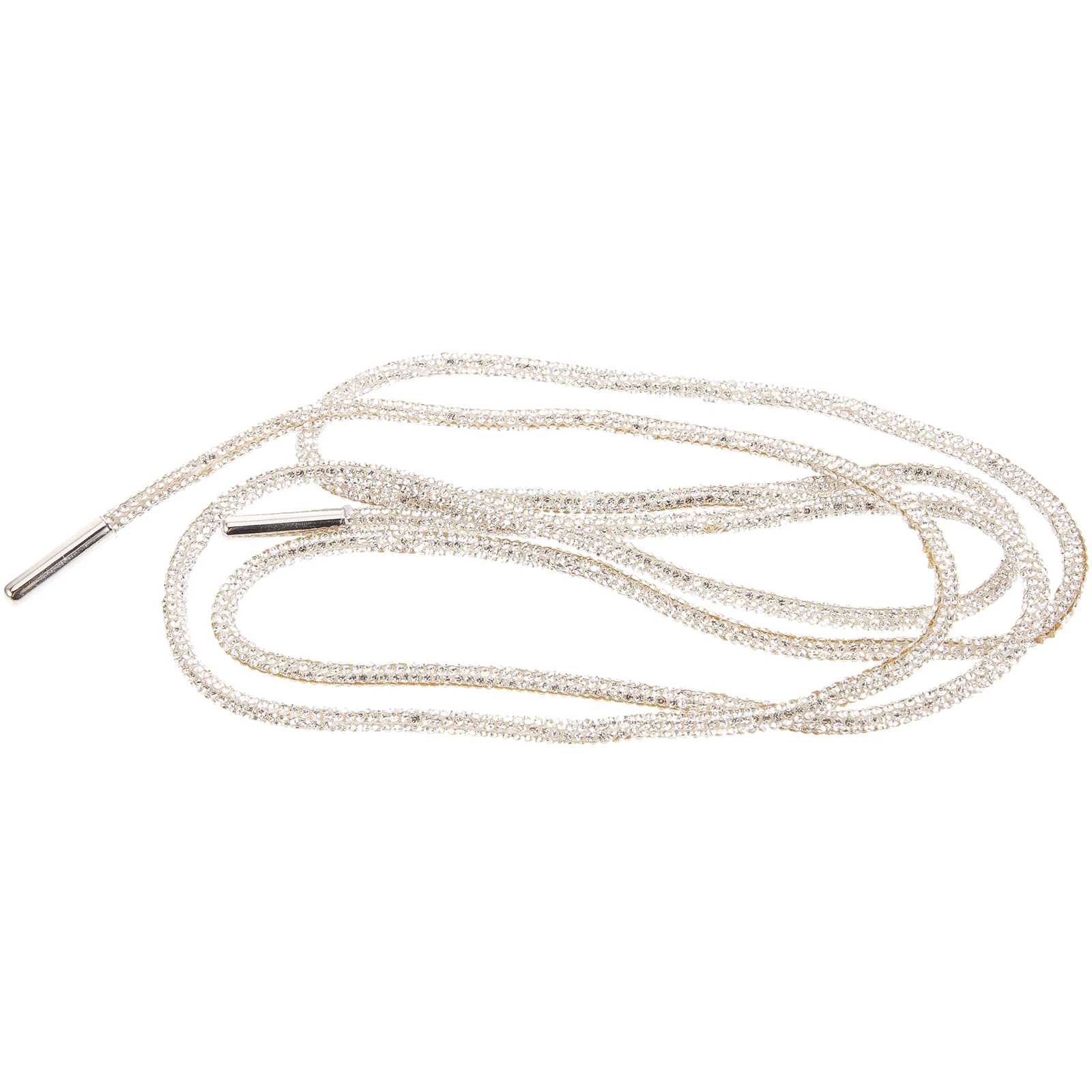 

White Rhinestone Shoe Lace 4mm Wide 120cm Crystal Bling Round Rope Decorative Shoelace for DIY Clothes Accessories