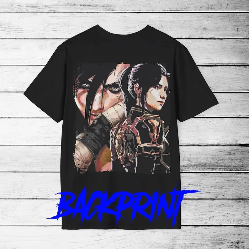 Unisex Gaming shirt Caitlyn and Vi BACKPRINT / Softstyle T-Shirt / Arcane Series /