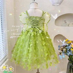 Teen Girls Back tied butterfly Vest Dress Kids Dresses for 1-7 Years Children Princess Skirts Prom Gown Formal Occasion Dresses