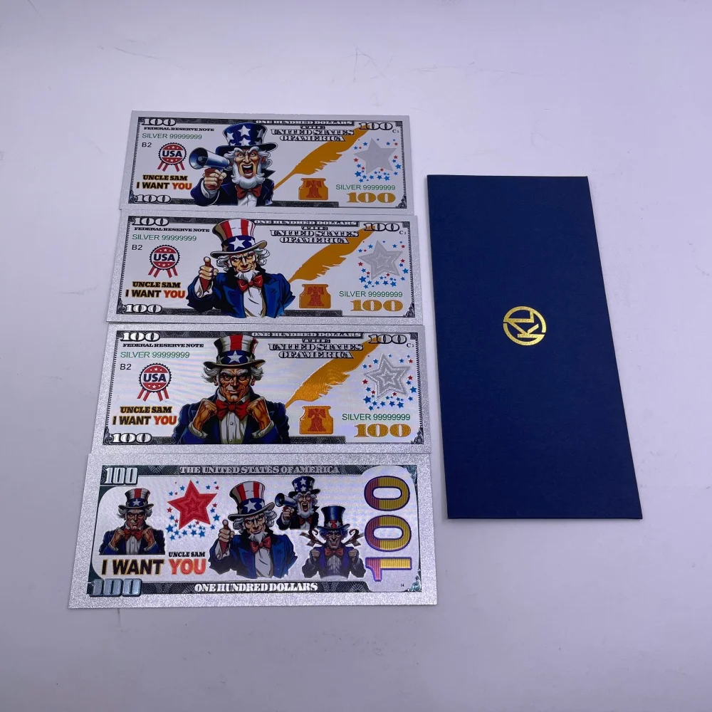

Горячая распродажа дядя Сэма «Я хочу тебя», посеребренные коллекционные банкноты на 100 долларов США — американские сувенирные художественные купюры