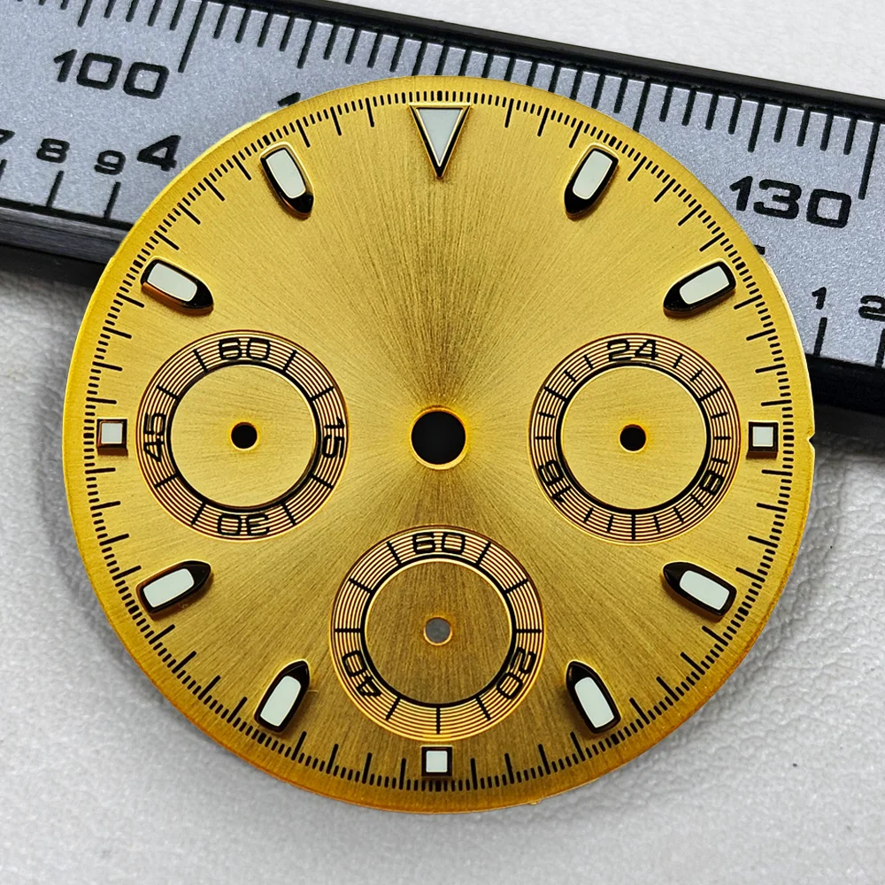 29mm VK63 Dial Luminous Dial Panda Dial Suitable for Daytona 39mm Case Quartz Watch VK63 Movement Watch Replacement Accessories view 3