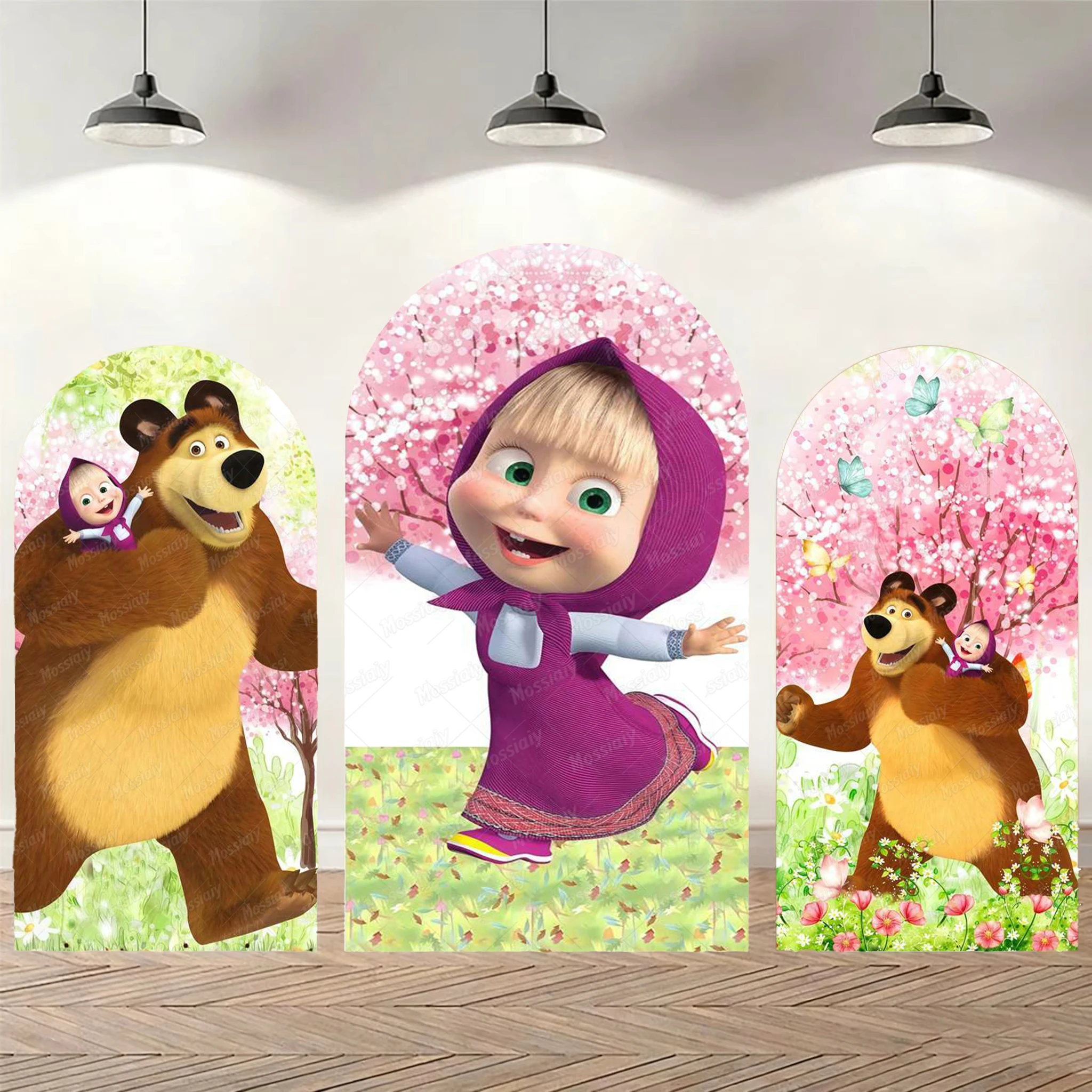 Décoration de fête d'anniversaire pour enfants : Housse d'arche de fond sur le thème Fille et Ours, Décor de fond d'anniversaire, Fournitures pour baby shower