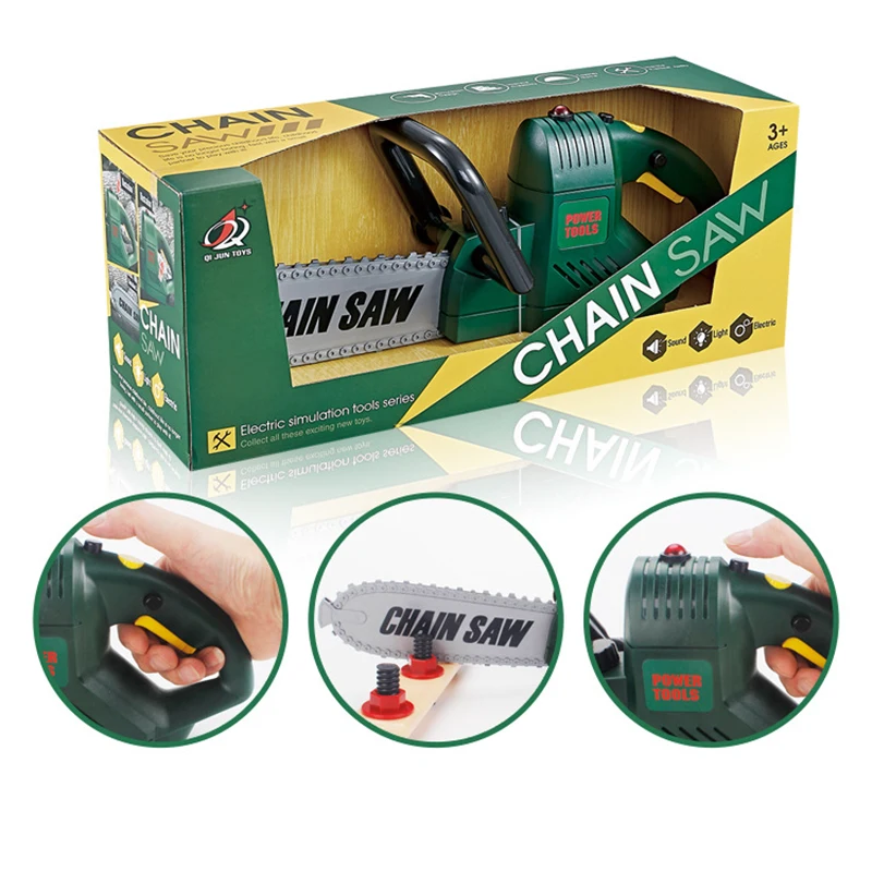 Juguetes de motosierra para niños, casa de juego, simulación de broma, herramientas de motosierra, reparación de cadena giratoria, juego de sonido de simulación, regalo de cumpleaños