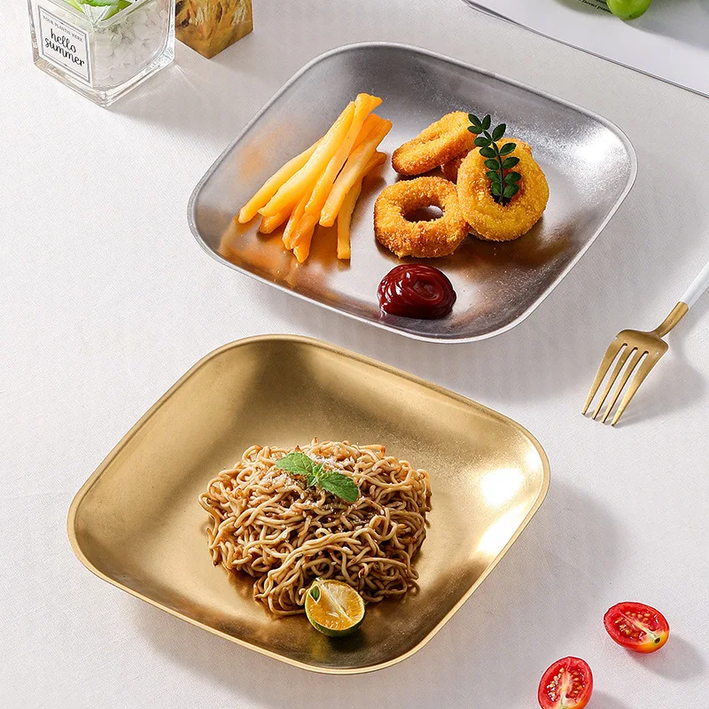 

Блюдо для макания, тарелка из нержавеющей стали, поднос для еды, неглубокая тарелка для закусок, уличные тарелки для барбекю, бытовые тарелки для приправ, кухонная посуда