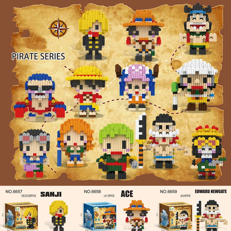 One Piece Anime Figure Building Block Sanji Luffy Puzzle Building Blocks Granule One Piece Anime Figure Assembly Edward Newgate